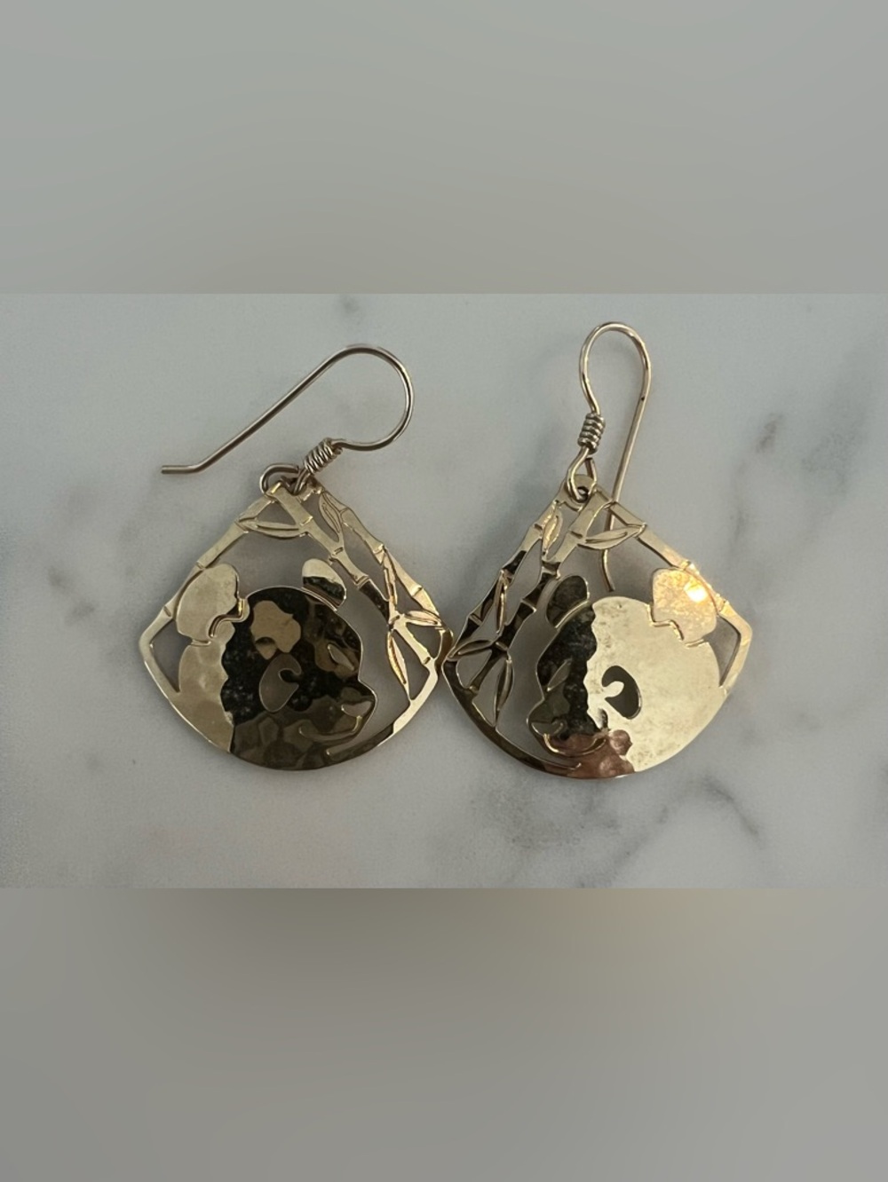 Vintage Wild Bryde Panda 14K Yellow Gold Plate Drop Dangle Pierce Earrings 
EUC